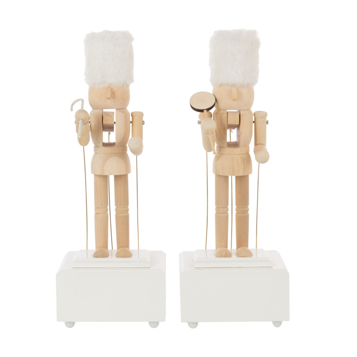 J-Line figurine Casse-Noisette Musique - bois - naturel/blanc - 2 pièces