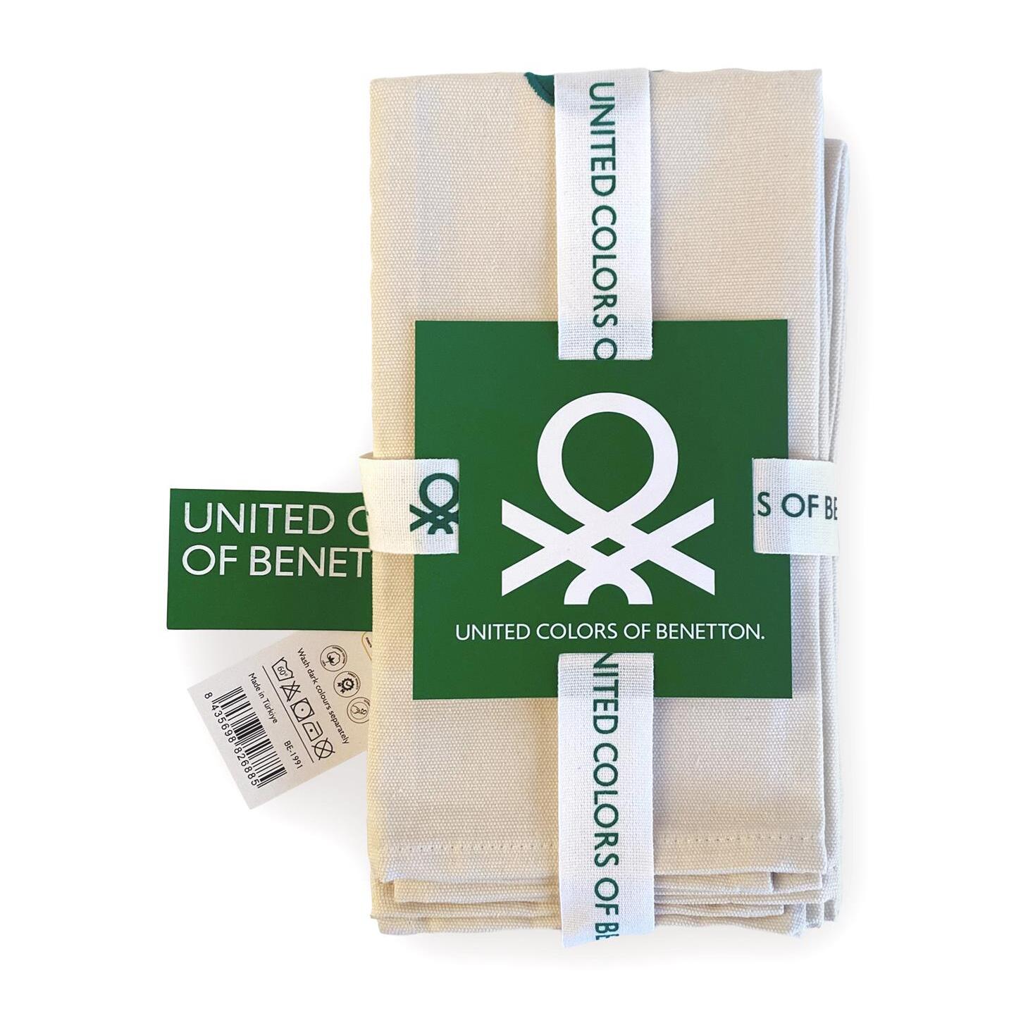 Juego de 4 manteles individuales 45x35cm 180gsm en algodón crema con manzana verde benetton