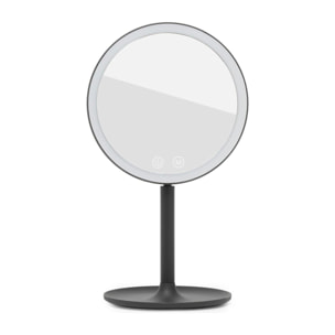 Miroir cosmétique pliable en plastique, 3 couleurs de lumière réglables, hauteur 34,5 cm, noir (SATZKLEDC)