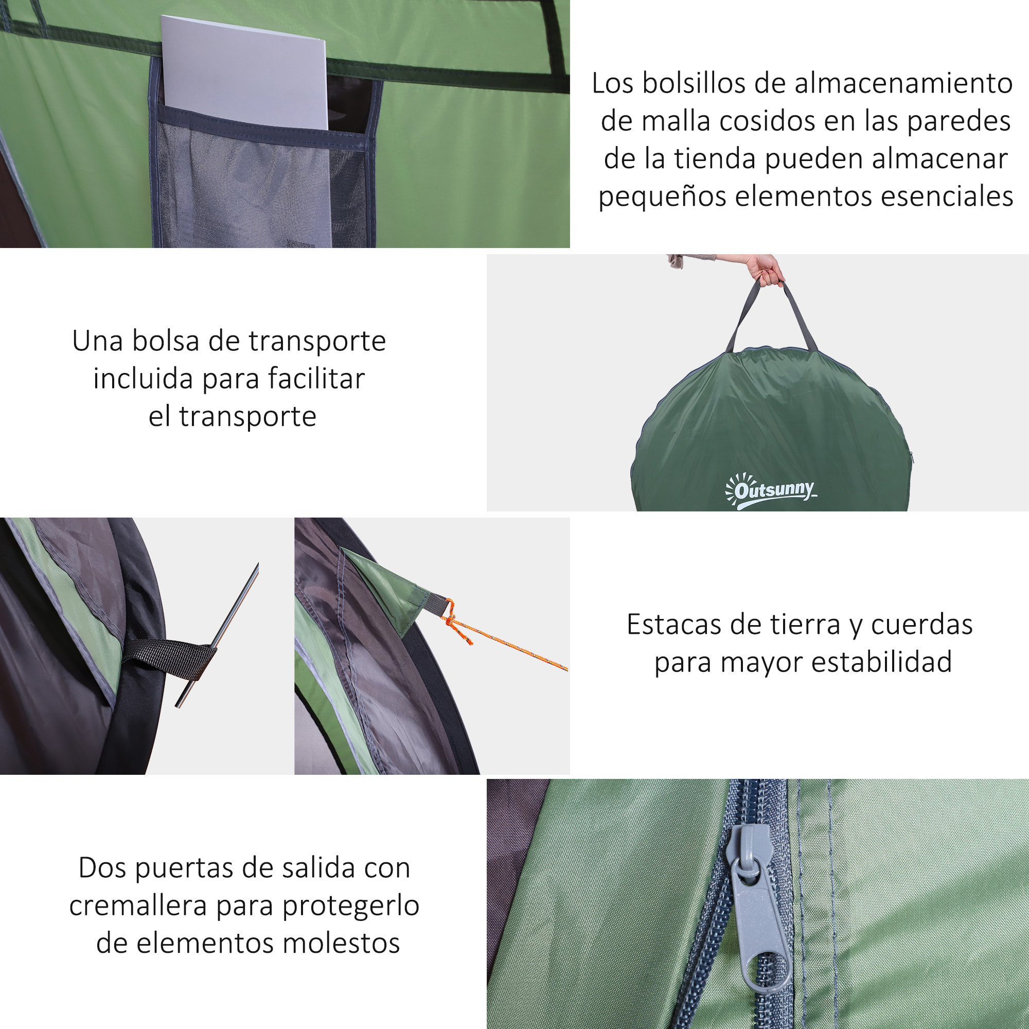 Tienda De Campaña de Poliéster Oxford 41,5x36,5x42cm Verde