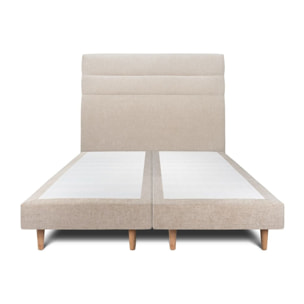 Lit avec tête de lit bandes horizontales tissu et sommier tapissier Ep14