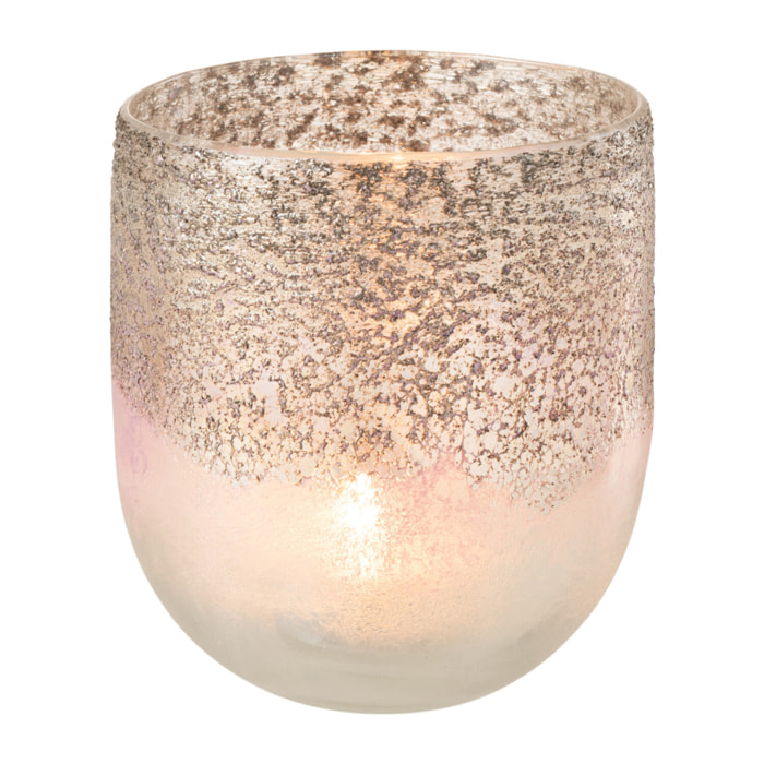 J-Line photophore Milano - verre - gris/rose - large