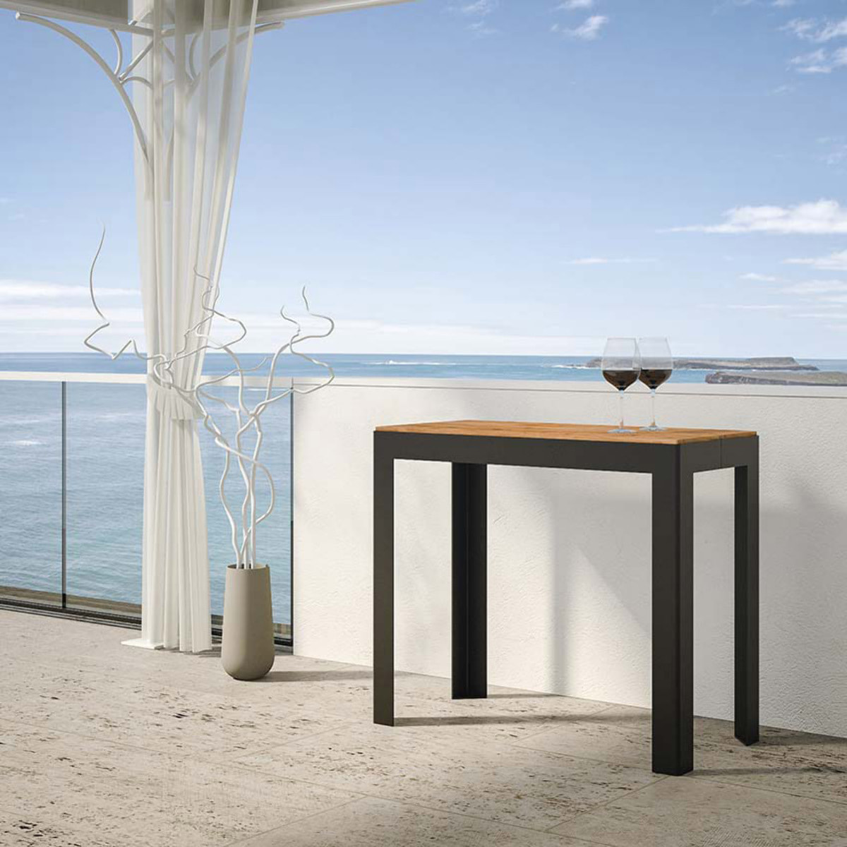 Consolle allungabile 90x40/290 cm Azalea Abete Tinto telaio Antracite