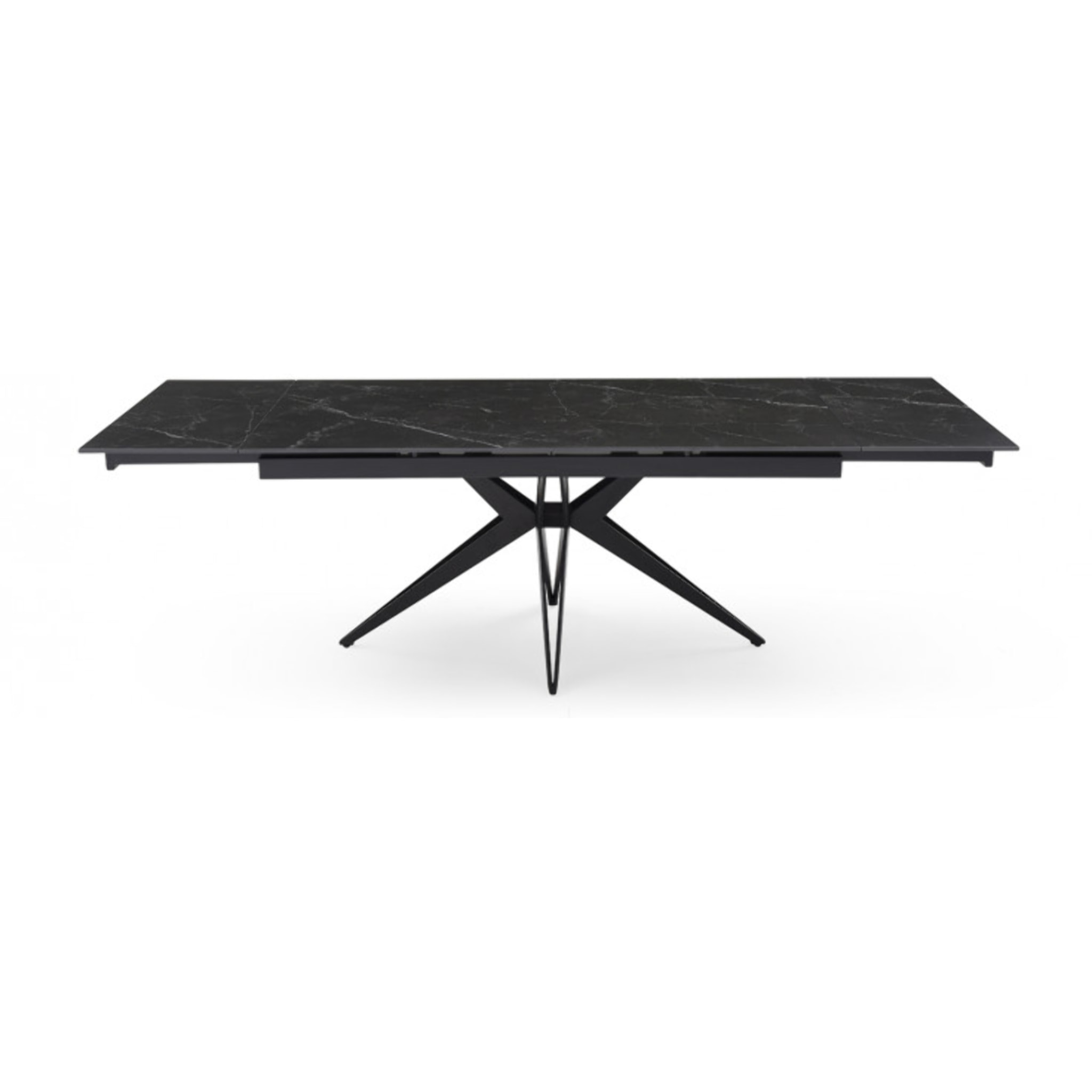 Table extensible en céramique marbré noir L160/240cm - 9 piètements - UNIK