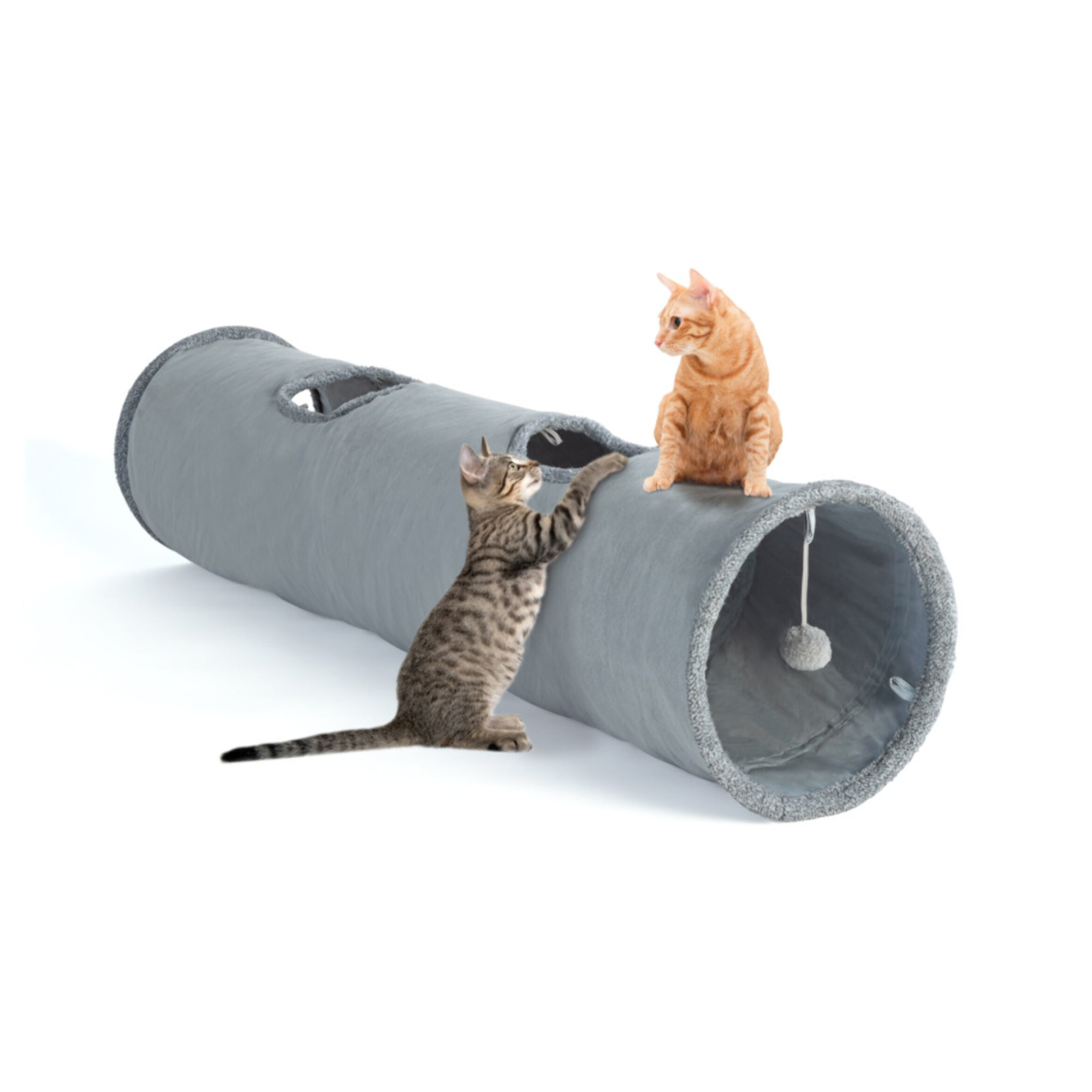 Tunnel pour chat 130 x 30 cm gris