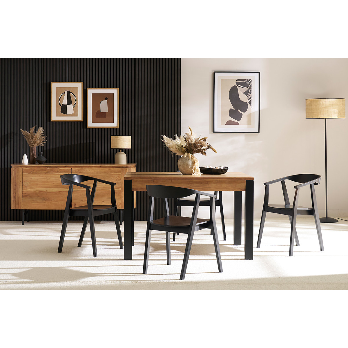 Chaises design noires en bois (lot de 2) BAHIA