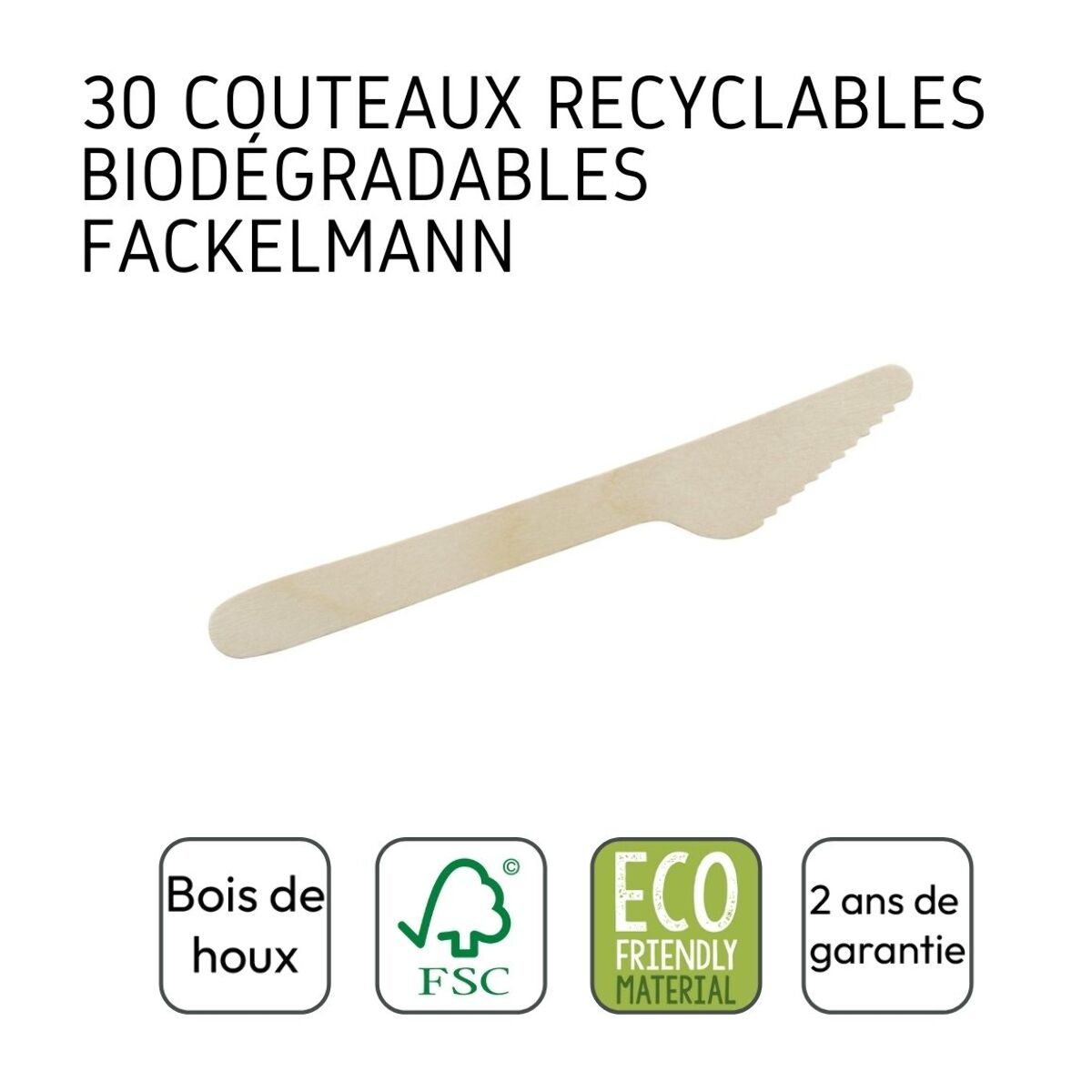 Ensemble de 60 Couteaux en bois jetables Fackelmann Move