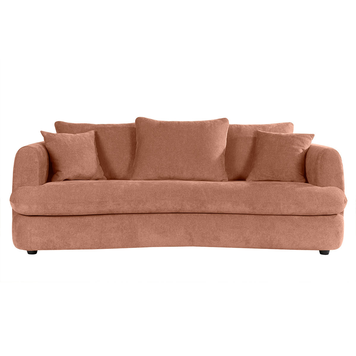 Canapé déhoussable 3-4 places design haricot en tissu effet velours terre brûlée SACHA