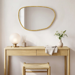 Miroir mural design organique - 90 x 60 cm - effet bois clair naturel