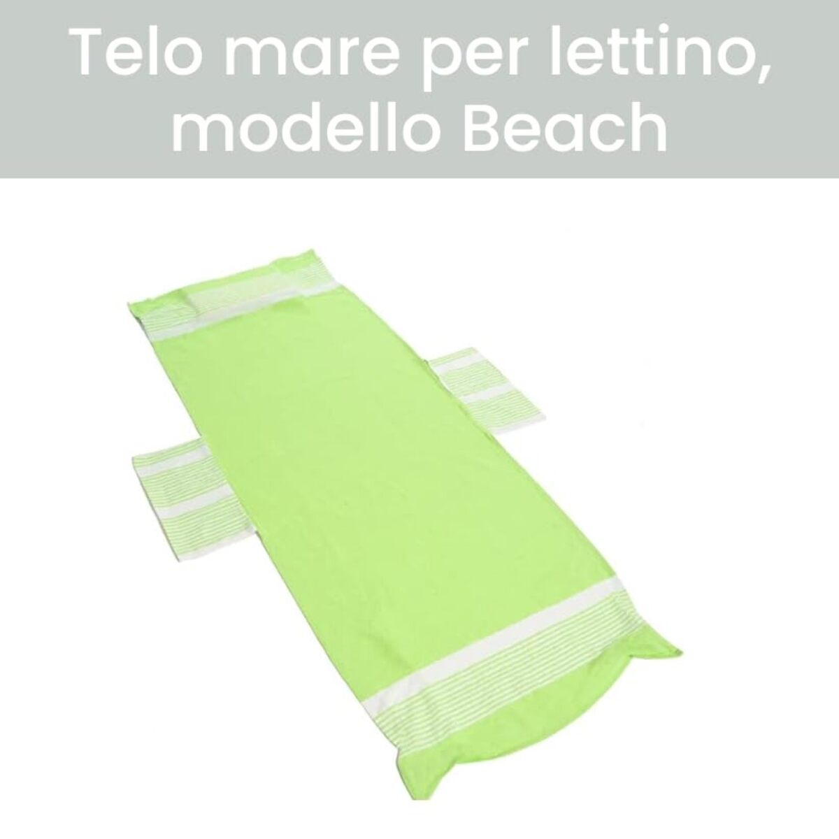 INTRECCI Telo Mare Lettino Verde Acido in Cotone + Poliestere con Tasche ed Elastici, Ultra assorbente Lettino Spiaggia con Cuscino