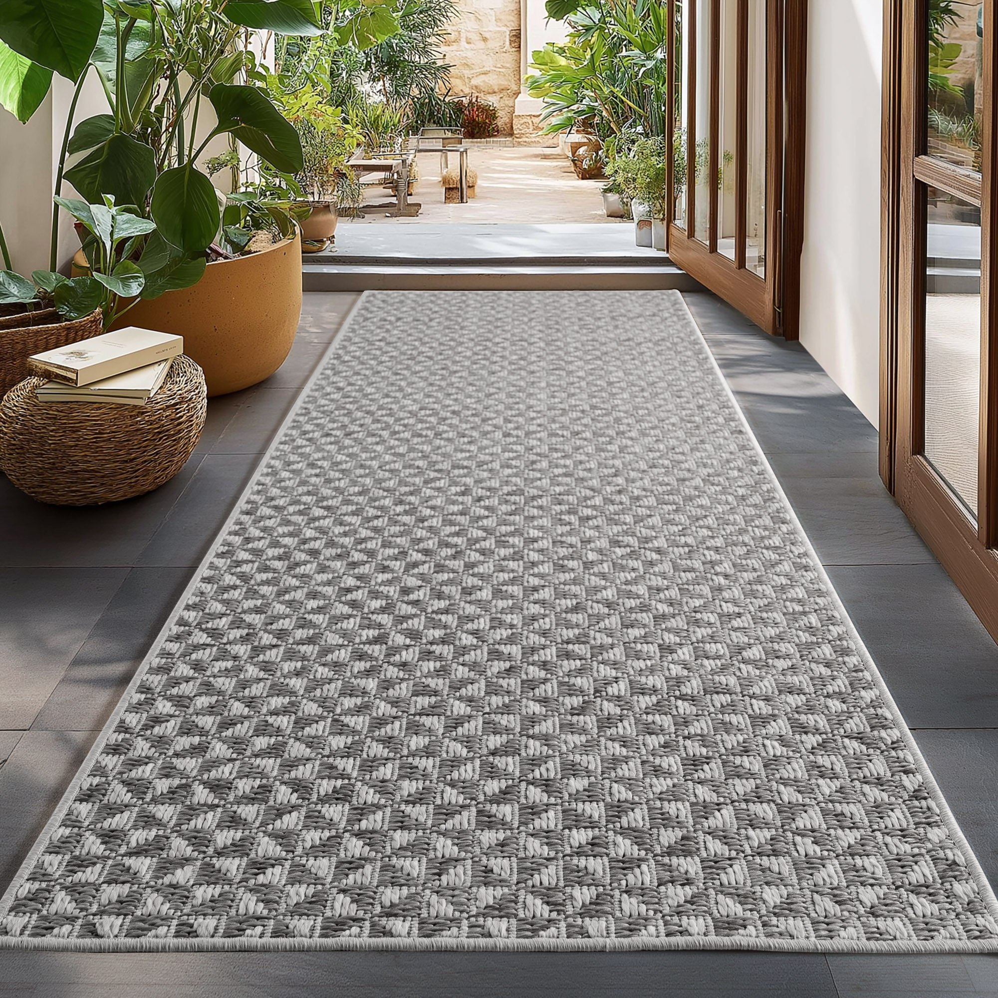 NEREA - Tapis intérieur/extérieur gris, design moderne