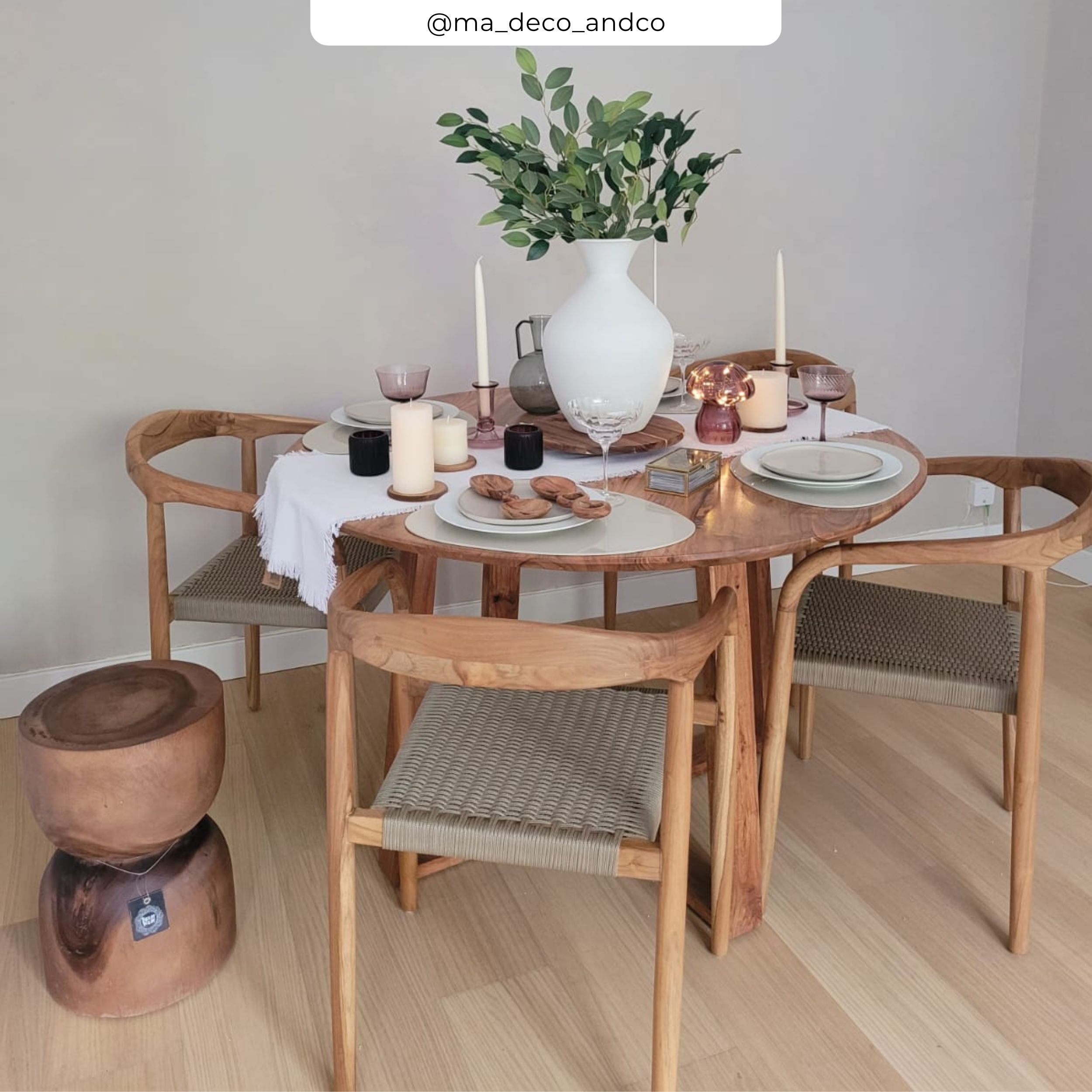 Chaise de jardin en corde tressée grise et bois de teck - Lanza