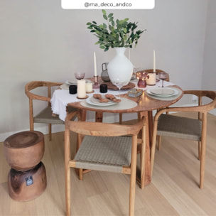 Chaise de jardin en corde tressée grise et bois de teck - Lanza