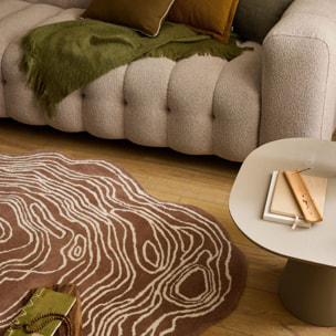 PANTONE - Tapis en laine fait main CEDRE BLANC à motif marron