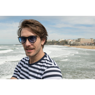 Gafas de sol OCEAN GENOVA - Negro transparente / Azul cielo degradado y patillas de metal negro mate