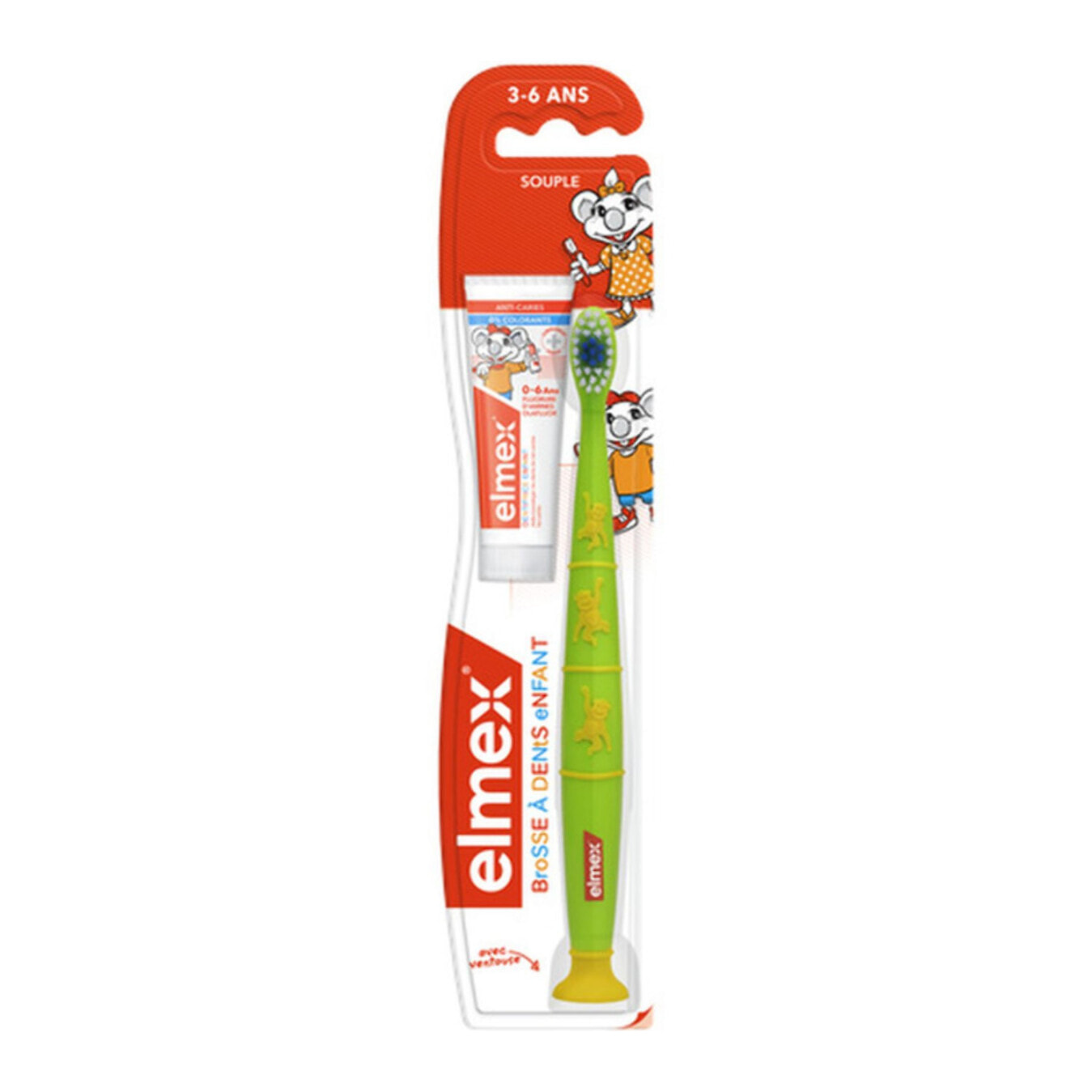 Pack de 12 - elmex - Brosse à dents souple elmex® Anti-Caries Enfants 3-6 ans & Dentifrice 12ml