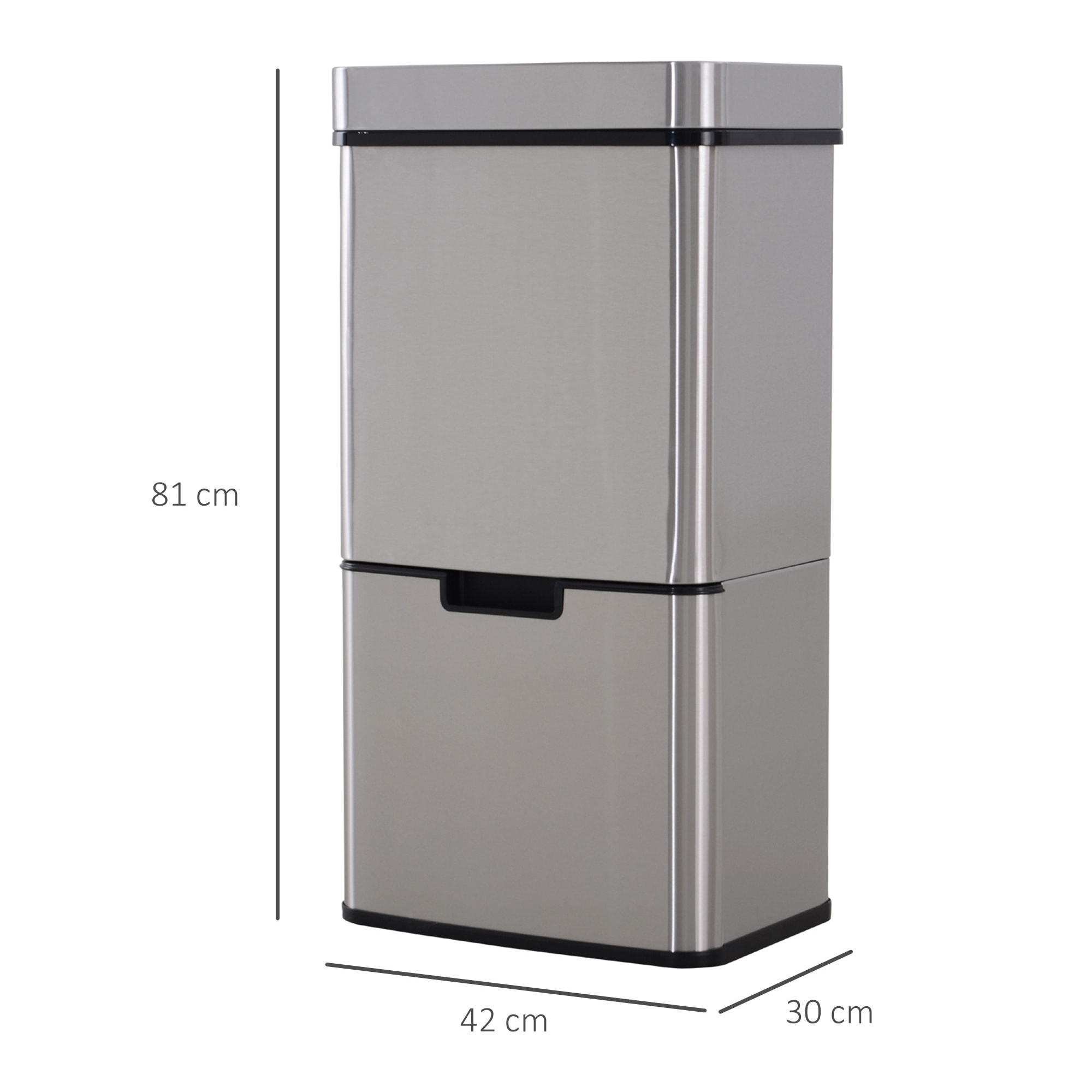 Poubelle automatique détecteur de mouvement poubelle tri selectif 3 bacs capacité totale 72L acier inox. brossé