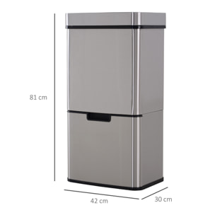 Poubelle automatique détecteur de mouvement poubelle tri selectif 3 bacs capacité totale 72L acier inox. brossé