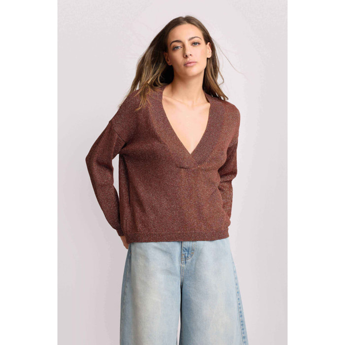 Kocca - Maglia con scollo a V Donna, Tinta unita, Scollo a V