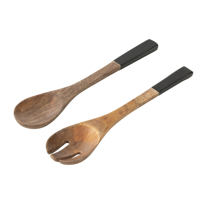 J-Line Set 2 Couvert A Salade Bois De Manguier Noir/Naturel