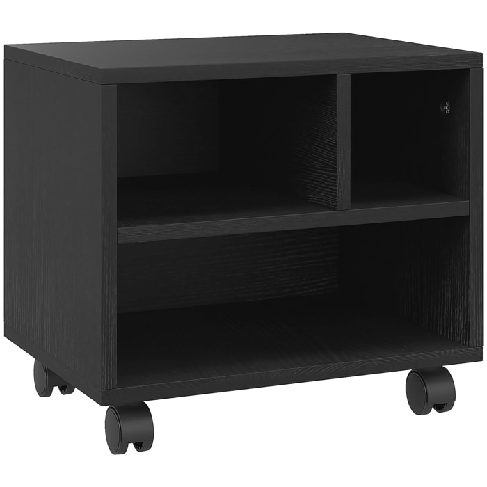 Support d'imprimante caisson de bureau 3 niches - dim. 40L x 30l x 36H cm - panneaux noir
