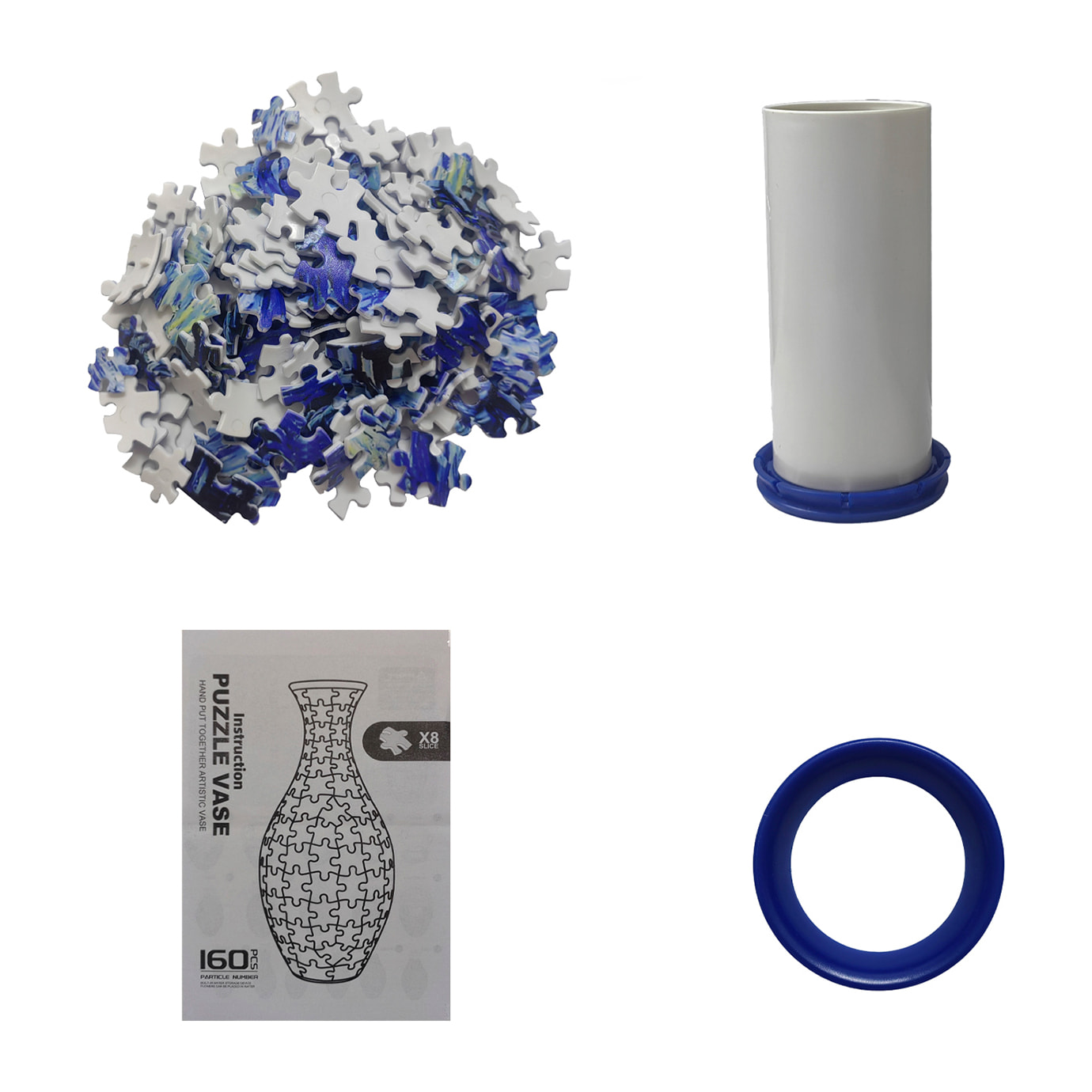 Puzzle 3D in ABS con 160 pezzi. Design Vaso tradizionale con Mare blu.