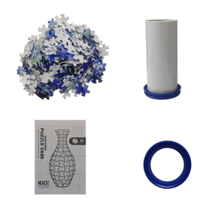 Puzzle 3D in ABS con 160 pezzi. Design Vaso tradizionale con Mare blu.