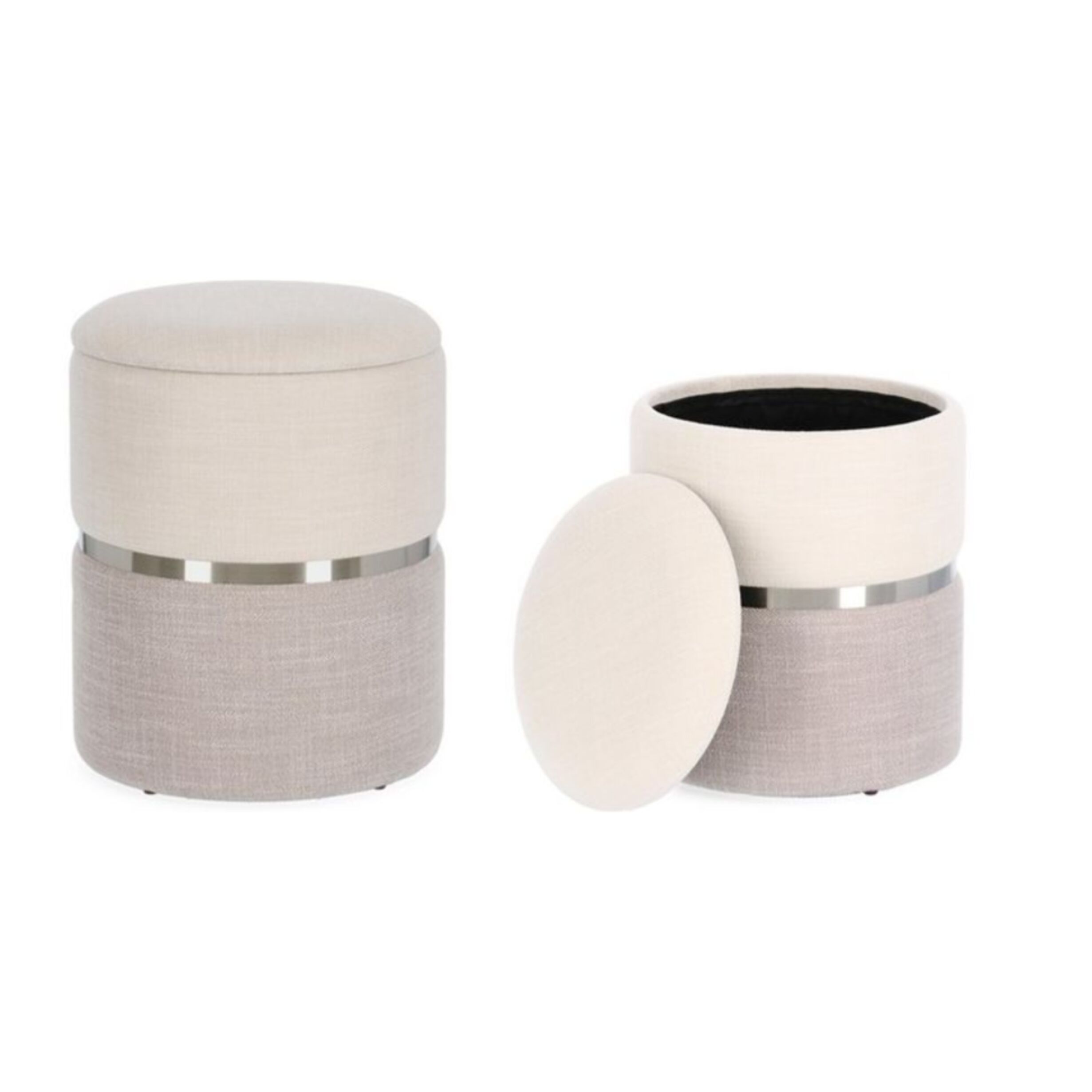 Set di pouf contenitore RADINKA in tessuto beige e grigio
