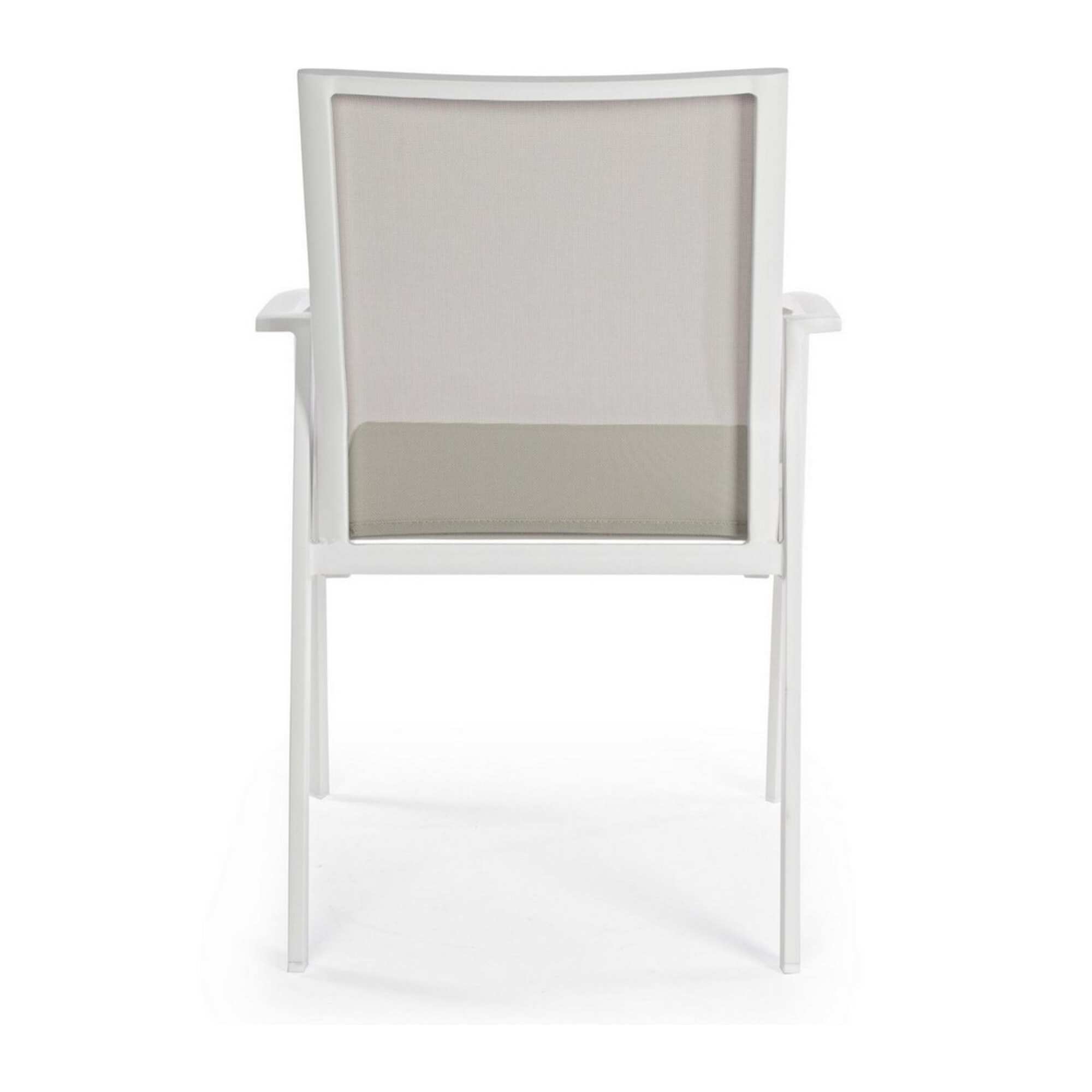 Set 4 sedie da giardino ZARAGOZA in textilene e alluminio bianco, impilabile