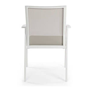 Set 4 sedie da giardino ZARAGOZA in textilene e alluminio bianco, impilabile