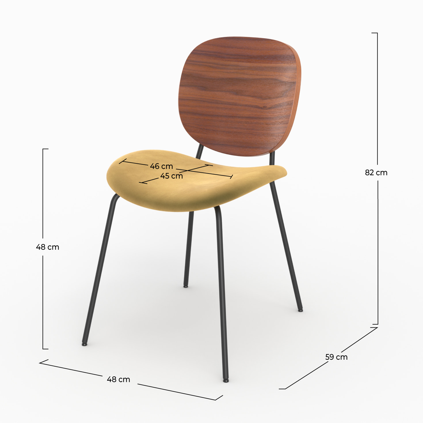 Lot de 2 chaises en velours jaune moutarde - Simone