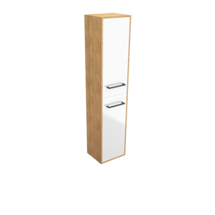 Meuble colonne de douche 30x35 cm suspendu - 2 portes finition blanc mat