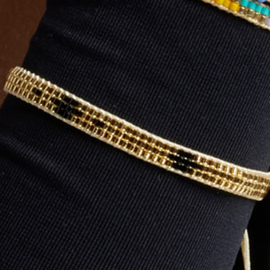Pulsera con Cristal Negro acabado oro 18k