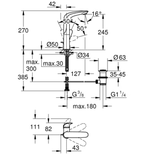 GROHE Wave Mitigeur monocommande Lavabo Taille L Chromé 23584001