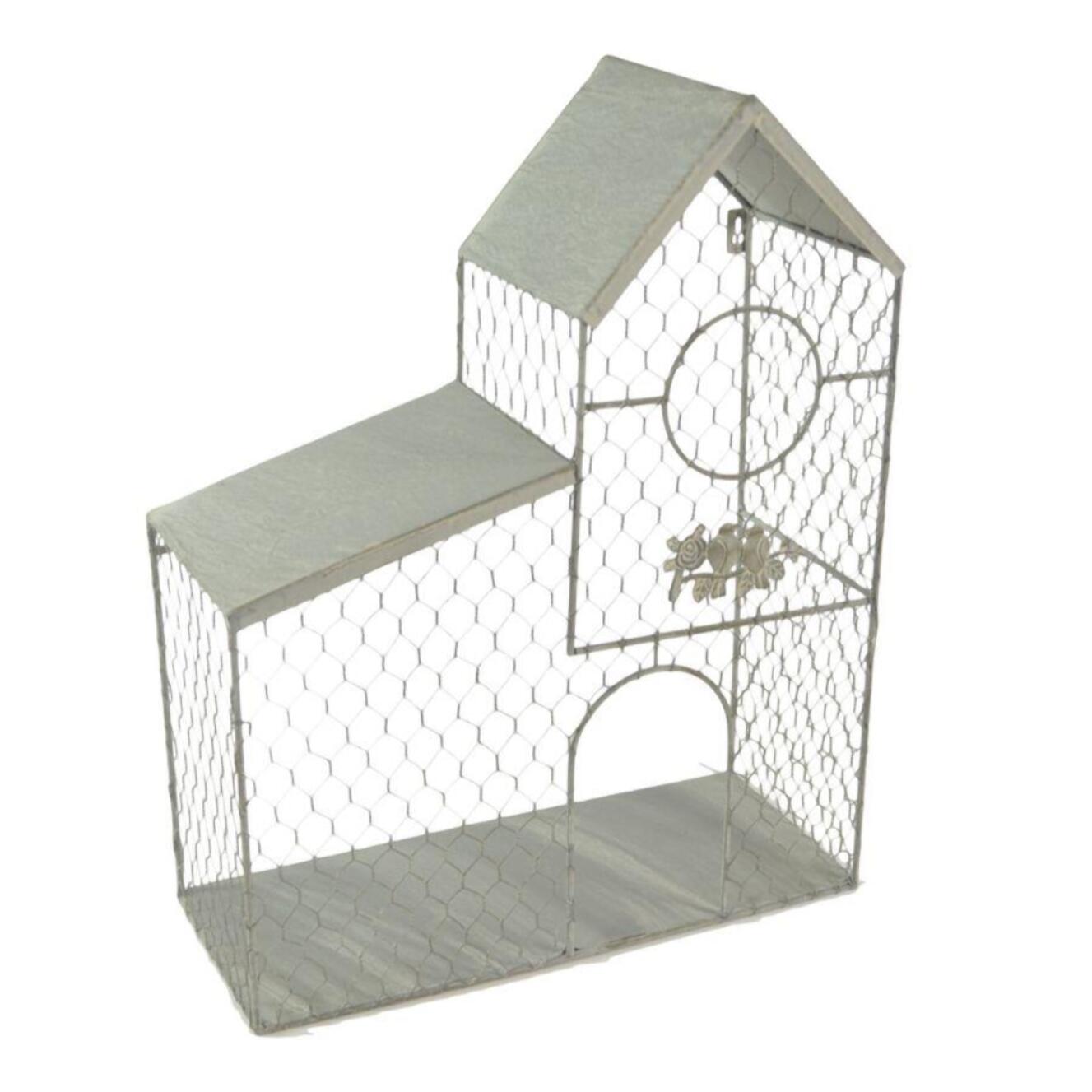 Gabbia a forma di casetta Gardening grigio cm40x51x17