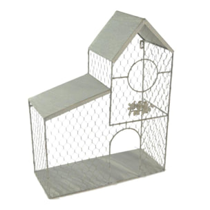 Gabbia a forma di casetta Gardening grigio cm40x51x17