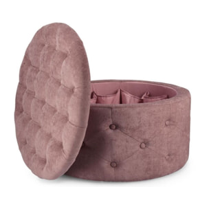 Pouf contenitore porta scarpe ERNESTINE in tessuto rosa scuro