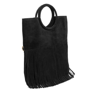 Amendolara borsa a tracolla donna. Pelle scamosciata autentica.