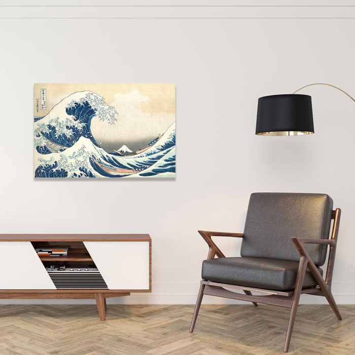 Tableau reproduction d'art La vague de Kanagawa par Hokusai Toile imprimée