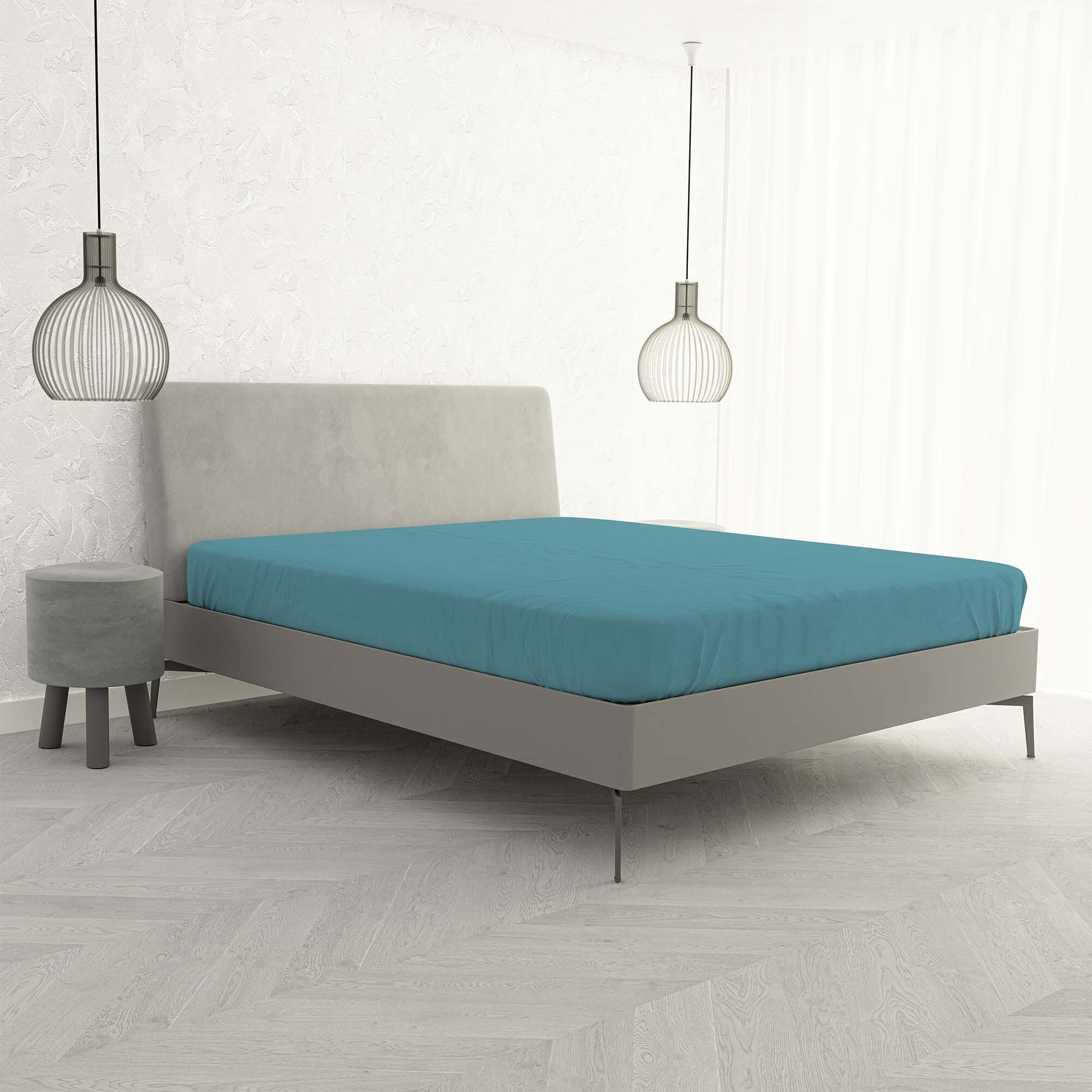 LENZUOLO SOTTO CON ANGOLI MAX COLOR, 100% COTONE MADE IN ITALY - MATRIMONIALE