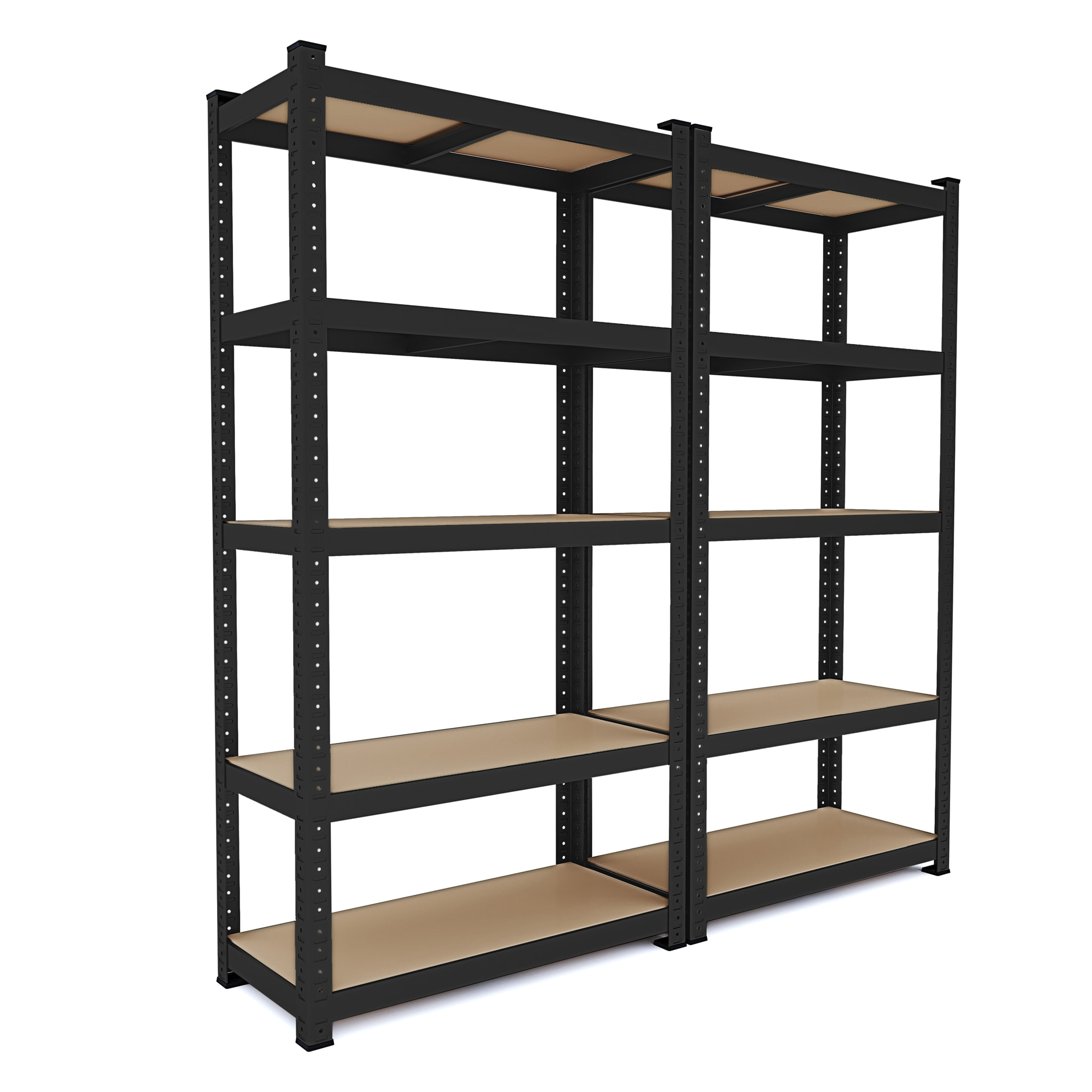 2 Scaffali In Metallo E MDF Scaffale Alta Portata Fino a 875 kg 5 Ripiani Regolabili Garage Officina Cantina Magazzino Modulare 180 x 90 x 40 cm Nero