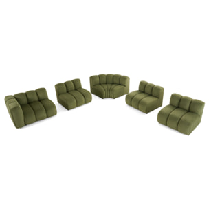 Debbie - canapé modulable d'angle droit 5 places en tissu texturé - Vert