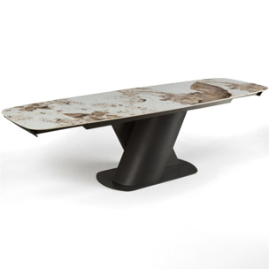 Table à manger extensible Tomasucci JAN, en céramique, marbre onyx, noir, 180/220/260 × 90 × 75 cm