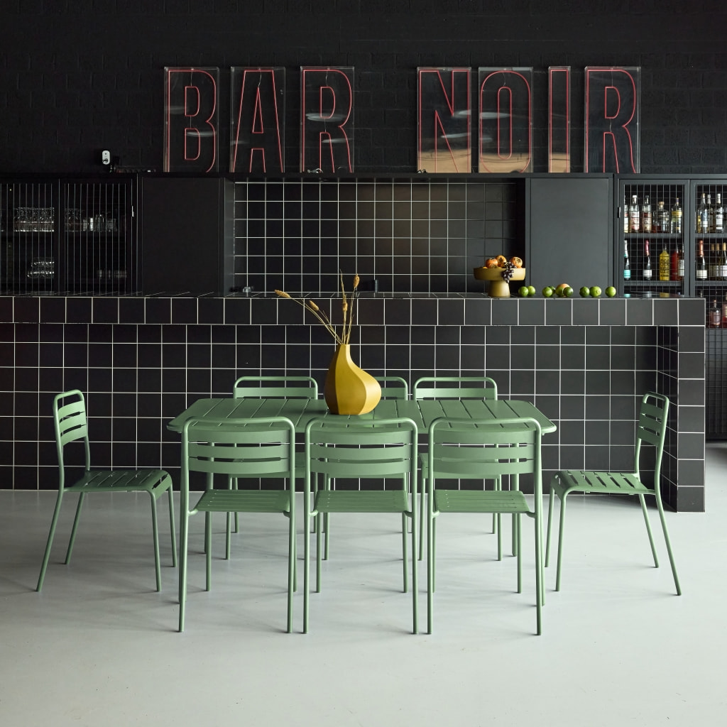 Table de jardin métal + 8 assises AMÉLIA