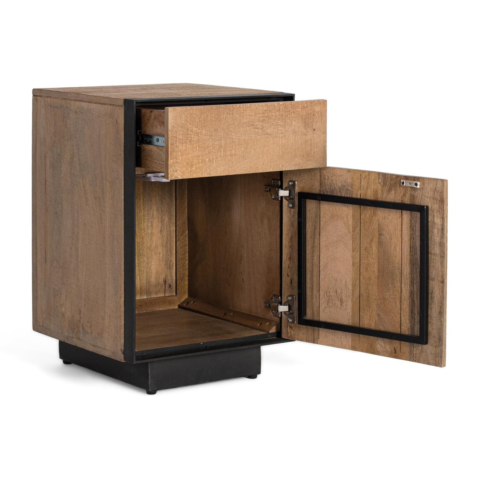 Mesitas de Noche de Madera de Mango 45 Cm Estilo Industrial Moderno