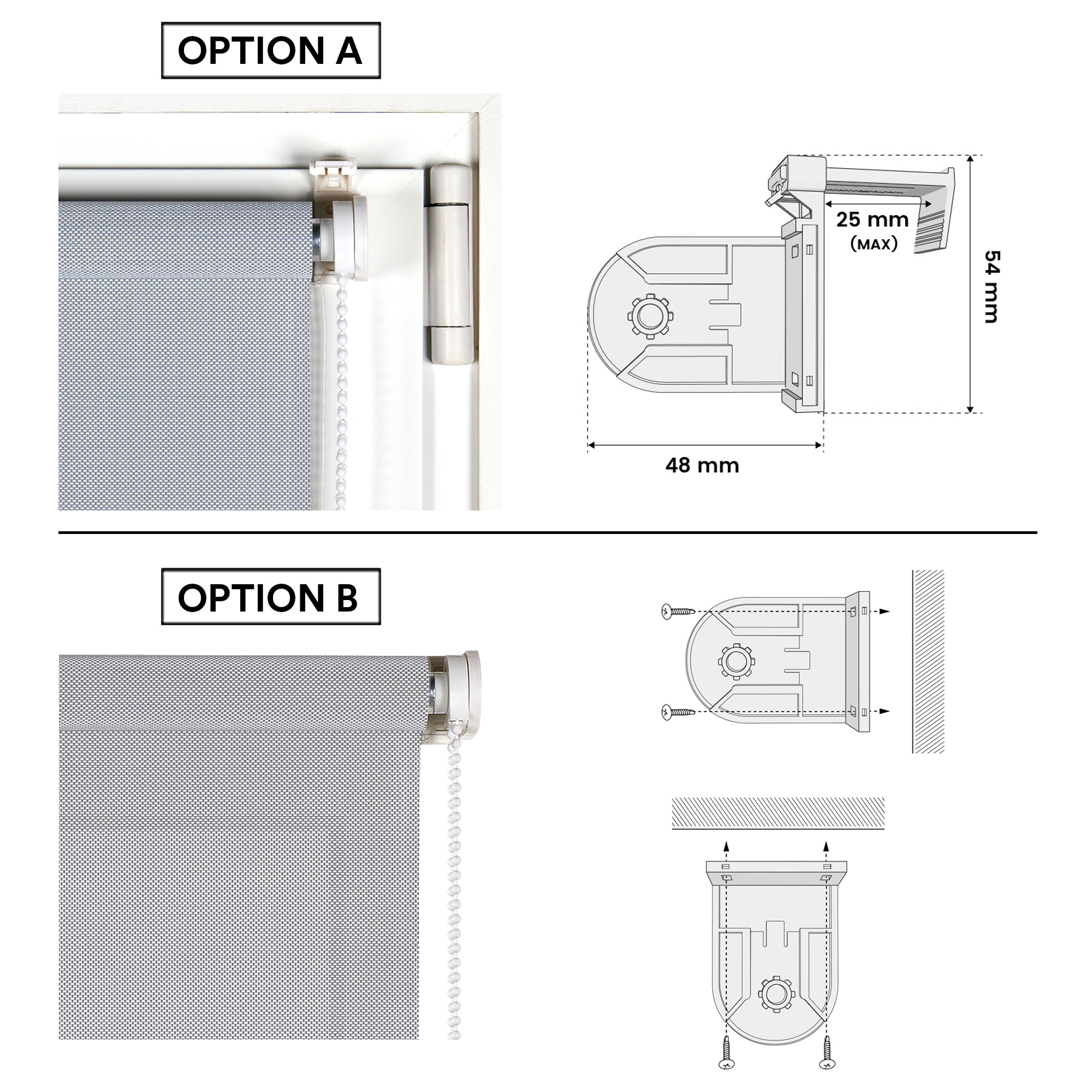 Enrollable CLIP&FIX SCREEN Gris