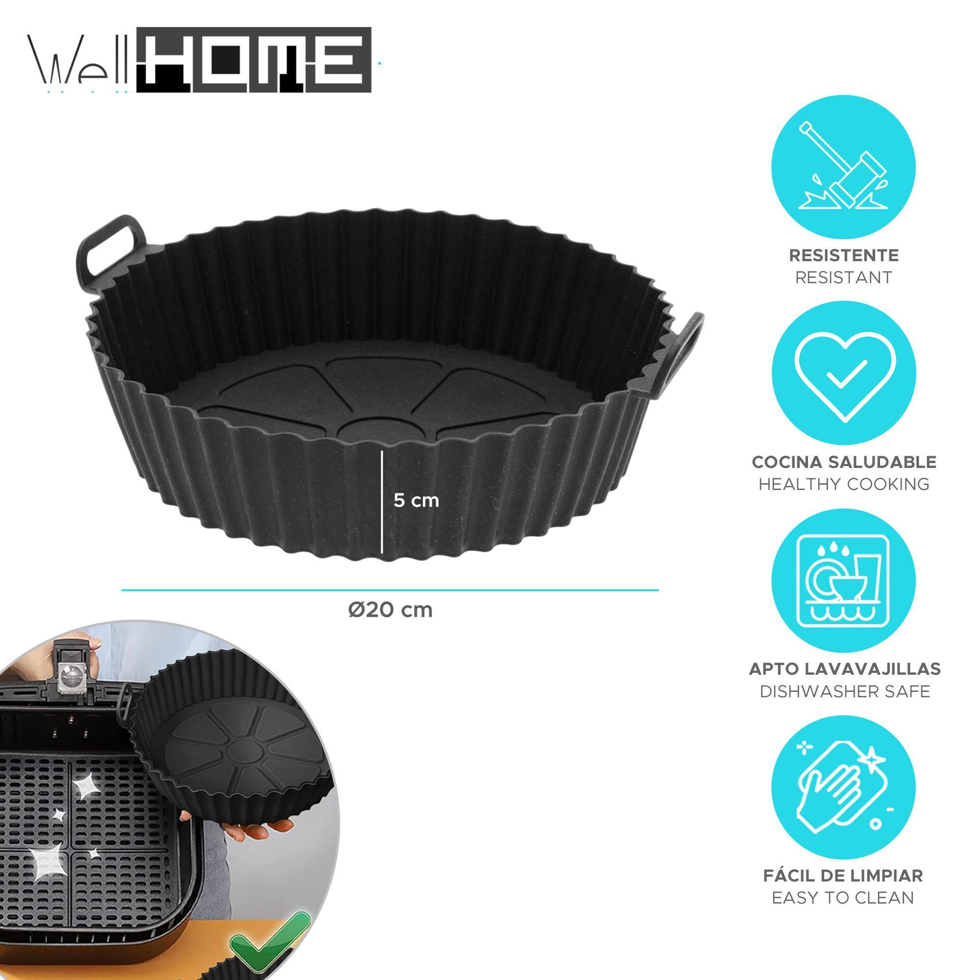 cesta de silicona para airfryer de ø20,5cm, ideal para cocinar alimentos de forma saludable