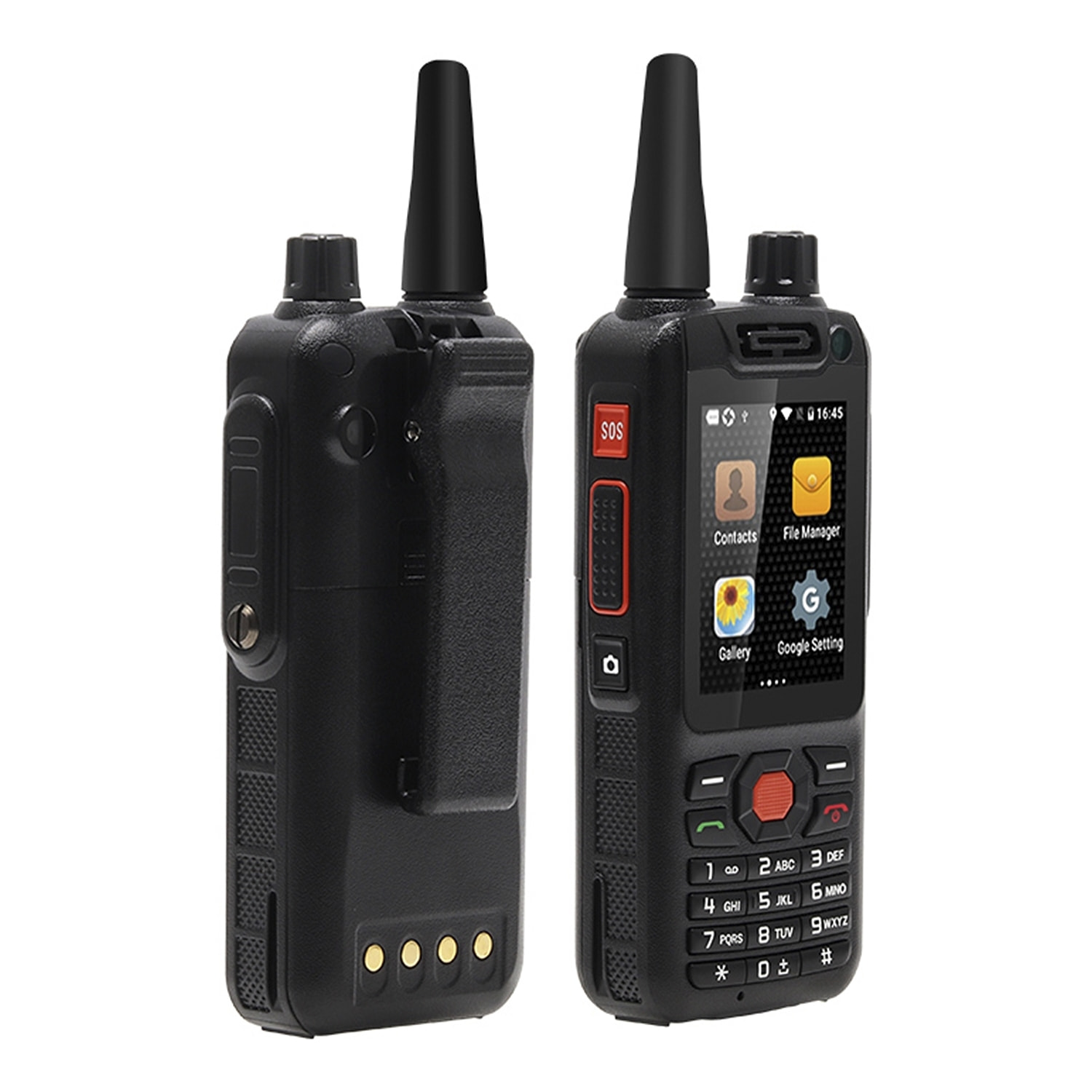 DAM Smartphone robusto  F25 4G, Android 7.1, 1 GB di RAM + 8 GB. Schermo da 2,4''. 5mpx + 2mpx. GPS. Con Zello Walkie Talkie Altoparlante di classe K. Antenna amplificatrice. 5,6x2,6x12,5 cm. Colore nero
