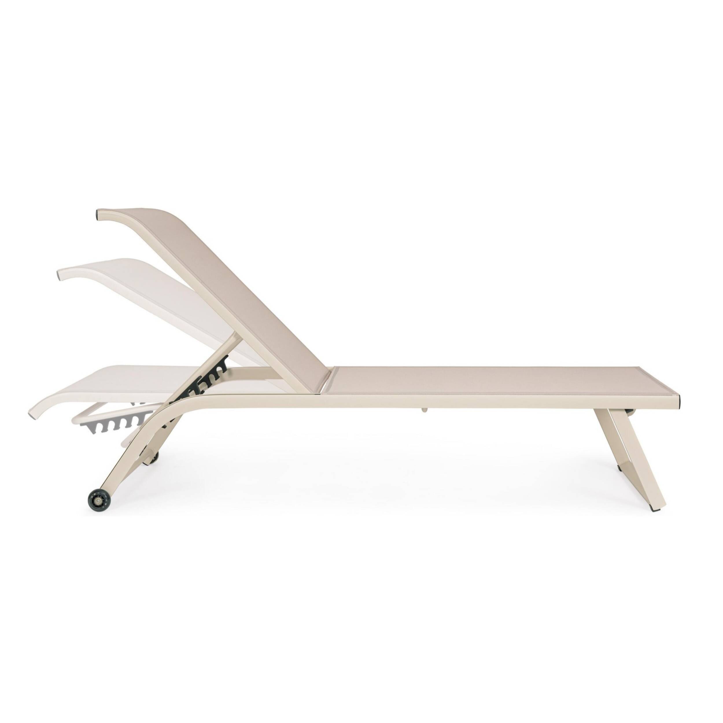 Set 2 lettini da giardino TAYLOR in textilene e struttura in alluminio beige