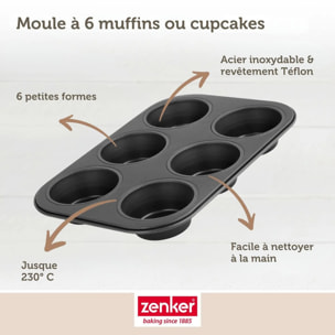 Moule à muffins 6 empreintes 28 x 19 cm Zenker Black Metallic